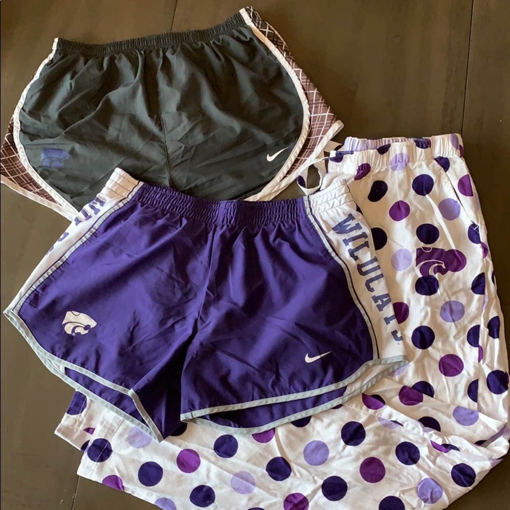 Kansas State Nike shorts and pajama pants